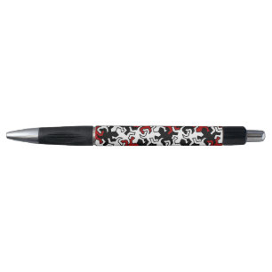 Stylo Motif Mosaic Geckos - rouge noir blanc