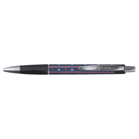Stylo Motif nautique blanc et bleu rouge (Dos)