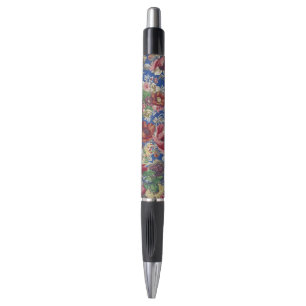 Stylo Motif ornemental de rose victorienne bleu royal
