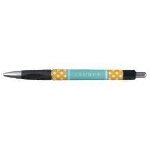 Stylo Motif Pois Orange et Aqua