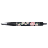 Stylo Motif Rose rose et bleu Vintage Monogramme (Devant)