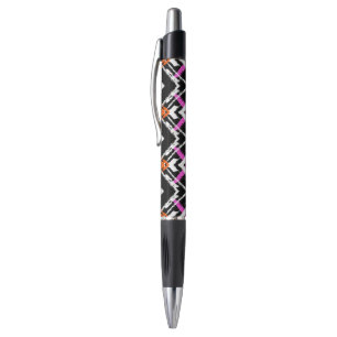 Stylo Motif tiré par la main noir, orange, et rose de