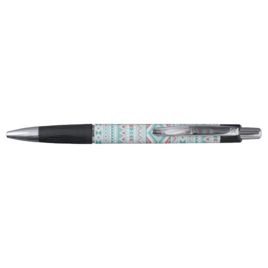 Stylo Motif tribal aztèque turquoise et rose (Dos)