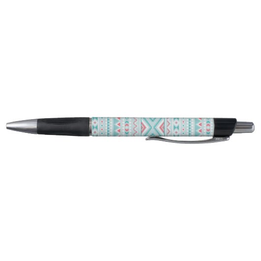 Stylo Motif tribal aztèque turquoise et rose (Bas)