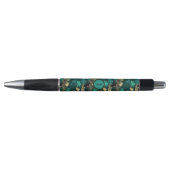 Stylo Motif turquoise bleu et or (Devant)