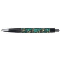 Stylo Motif turquoise bleu et or
