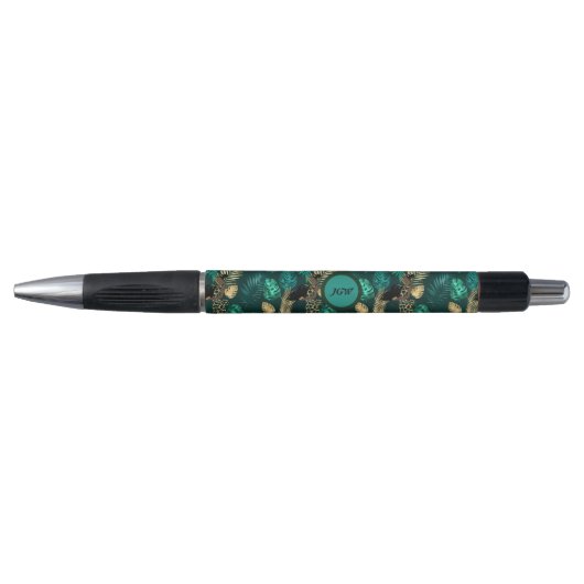 Stylo Motif turquoise bleu et or (Devant)