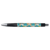 Stylo Motif turquoise et orange de formes (Devant)