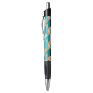 Stylo Motif turquoise et orange de formes