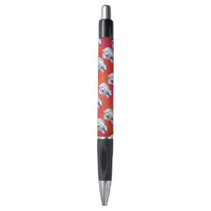 Stylo Noël de l'ours polaire sur le rouge