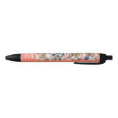 Stylo Noir 4 Collage photo avec Monogramme initial - Corail (Bas)