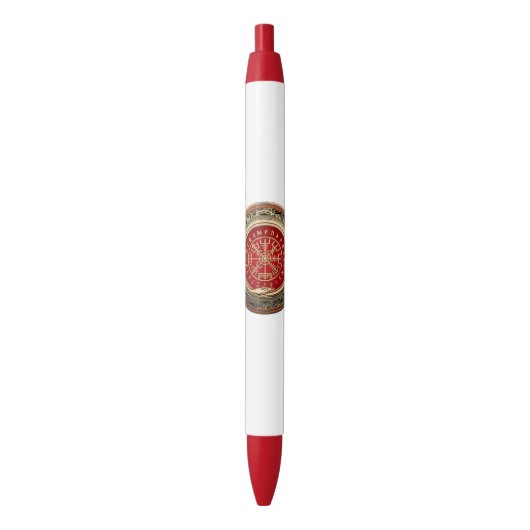 Stylo Noir [610] Vegvisir - Viking Gold Magic Runic Compass (devant Vertical)