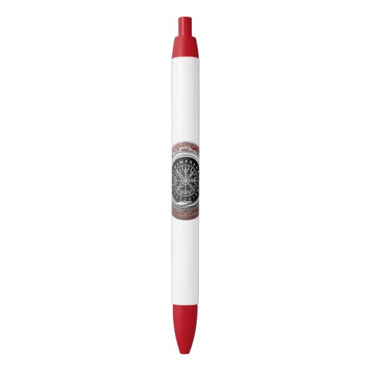 Stylo Noir [610] Vegvisir - Viking Silver Magic Runic Compass (devant Vertical)