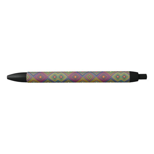 Stylo Noir A pen with a colorful geometric pattern  (Devant)
