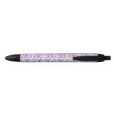 Stylo Noir A pen with a vibrant floral pattern on its barrel (Dos)