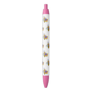 Stylo Noir Abeille à fleurs avec plantes sauvages