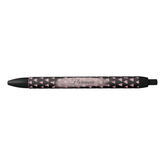 Stylo Noir Abrégé sur assez rose aluminium - personnalisez (Devant)