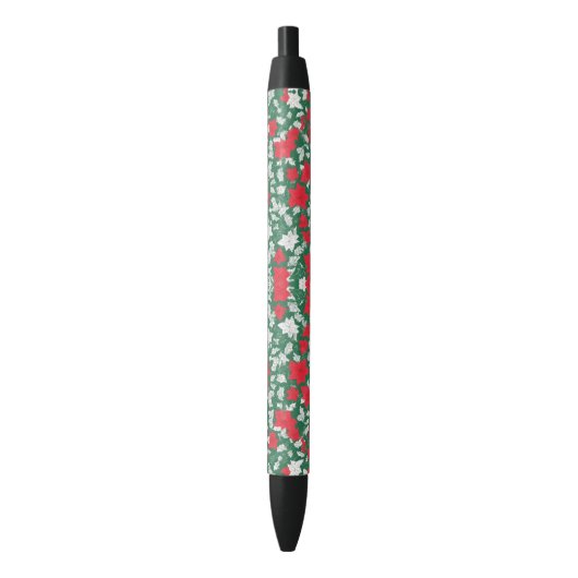 Stylo Noir Abstract design of poinsettia and Christmas roses (devant Vertical)