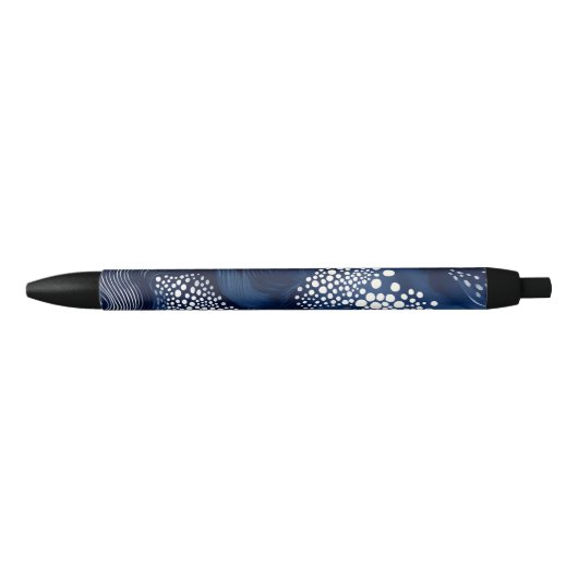 Stylo Noir Abstrait blanc et Turquoise (Devant)