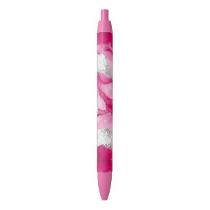 Stylo Noir Abstrait de verre d'argent rose