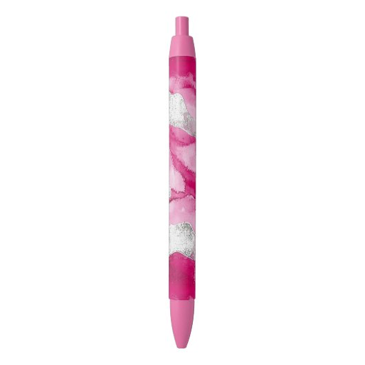 Stylo Noir Abstrait de verre d'argent rose (devant Vertical)