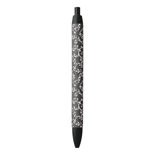 Stylo Noir Abstrait Élégant Noir Blanc (devant Vertical)