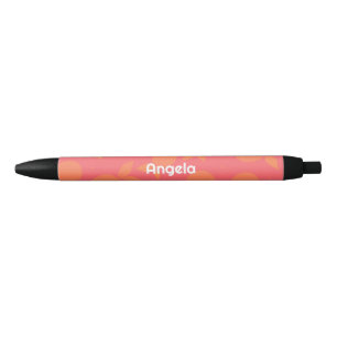 Stylo Noir Abstrait tangerine motif rose et orange