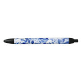 Stylo Noir Abstraits Feuilles bleu et blanc (Devant)