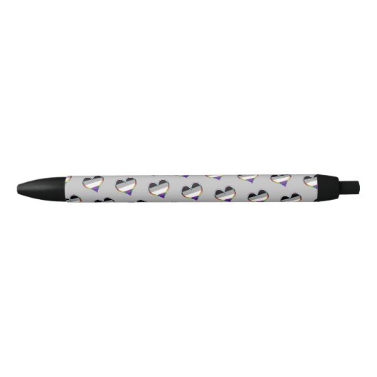 Stylo Noir Ace Pride Motif de coeur (Devant)