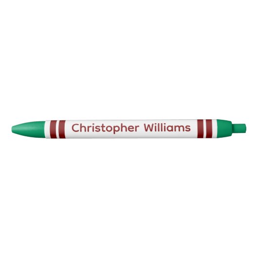 Stylo Noir Add custom name stripes burgundy green (Devant)
