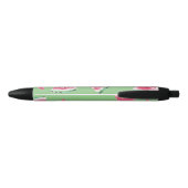Stylo Noir Adorable Pastel Aquarelle Pastèque Verte (Dos)