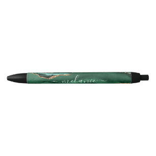 Stylo Noir Agate Green Gold Parties scintillant Marbre Votre 