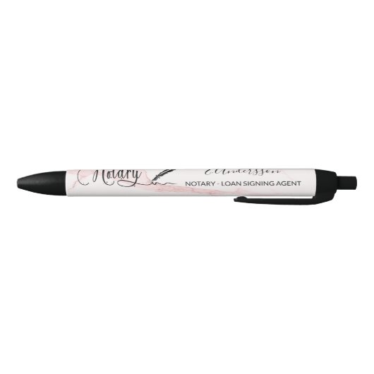 Stylo Noir Agent de signature de prêt noir marbre rose (Bas)