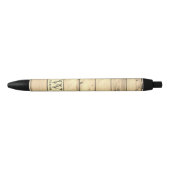 Stylo Noir Agritourisme rustique Monogramme Grain de bois (Devant)