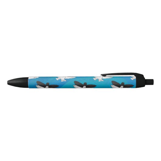 Stylo Noir Aigle ombragé sur bleu (Haut)