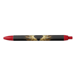 Stylo Noir Ailes d'Ange d'or sur arrière - plan noir
