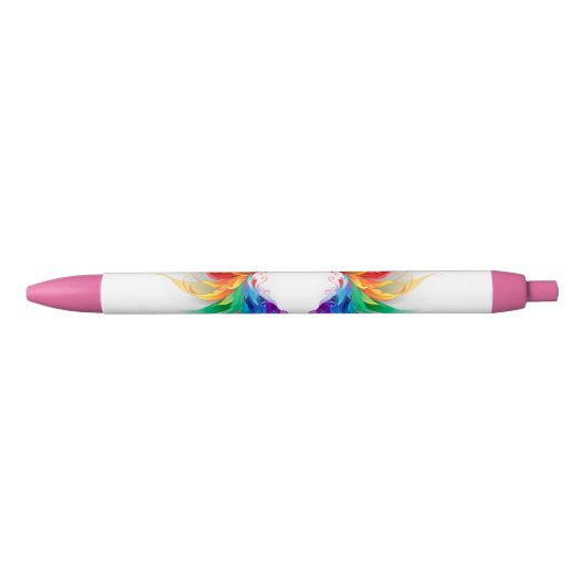 Stylo Noir Ailes fluffy arc-en-ciel (Devant)