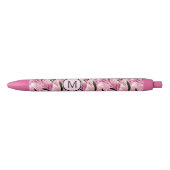Stylo Noir Ajouter Initiale, Soft Pink Gold Black Swirls Abst (Devant)