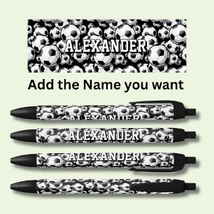 Stylo Noir Ajouter le nom de l'équipe Texte, ballons de footb