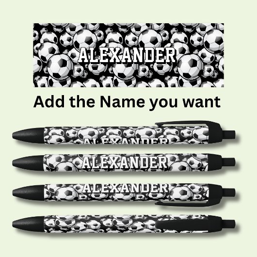 Stylo Noir Ajouter le nom de l'équipe Texte, ballons de footb