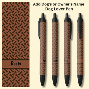 Stylo Noir Ajouter le nom du propriétaire ou du chien, les os