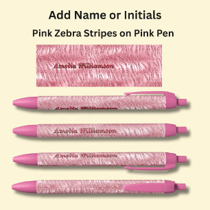 Stylo Noir Ajouter le nom Pink Zebra Stripes sur Pink