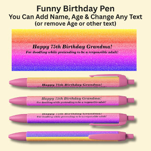 Stylo Noir Ajouter Nom, Joyeux Anniversaire & de Grandkids Pe
