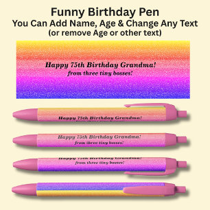 Stylo Noir Ajouter Nom, Joyeux Anniversaire & de Grandkids Pe
