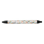 Stylo Noir Ajouter Nom, Oiseaux colorés (Devant)