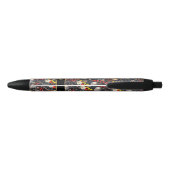 Stylo Noir Ajouter Nom, Orange Birds Red Berries (Dos)
