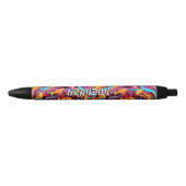 Stylo Noir Ajouter un message de nom, sur le Motif Graffiti (Devant)