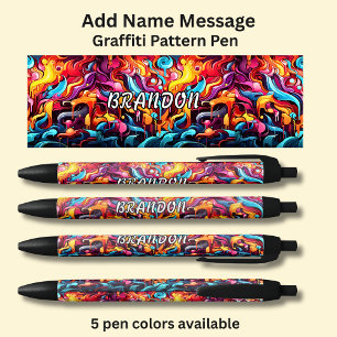 Stylo Noir Ajouter un message de nom, sur le Motif Graffiti