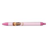Stylo Noir Ajouter un nom, Afro Fairy Princess sur rose (Devant)