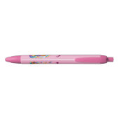 Stylo Noir Ajouter un nom, Baby Rainbow Unicorn sur rose (Dos)